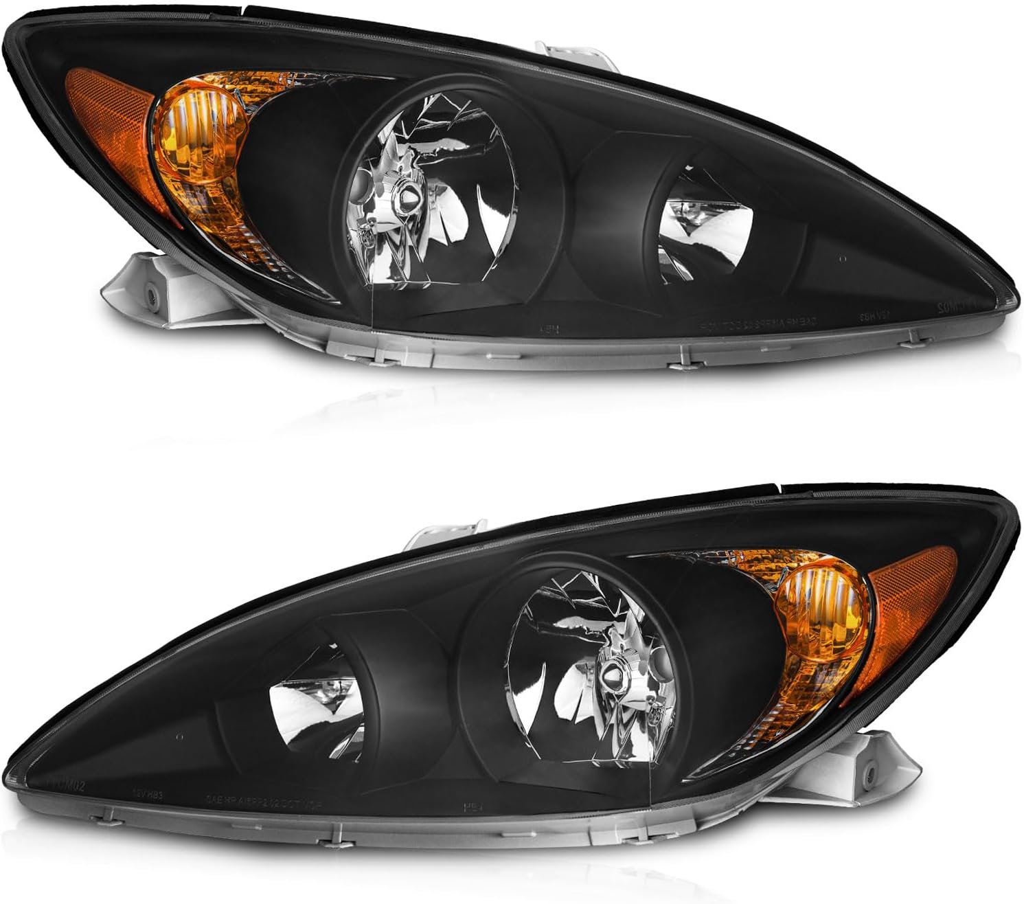 2002-2004 Toyota Camry Headlight Assembly - Left & Right Pair, Replacement with Clear Lens