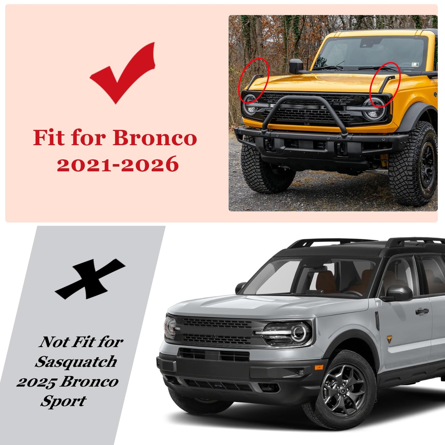 Fog Lights Modular Bumper for Ford Bronco 2021-2026 (with 5 LEDs)