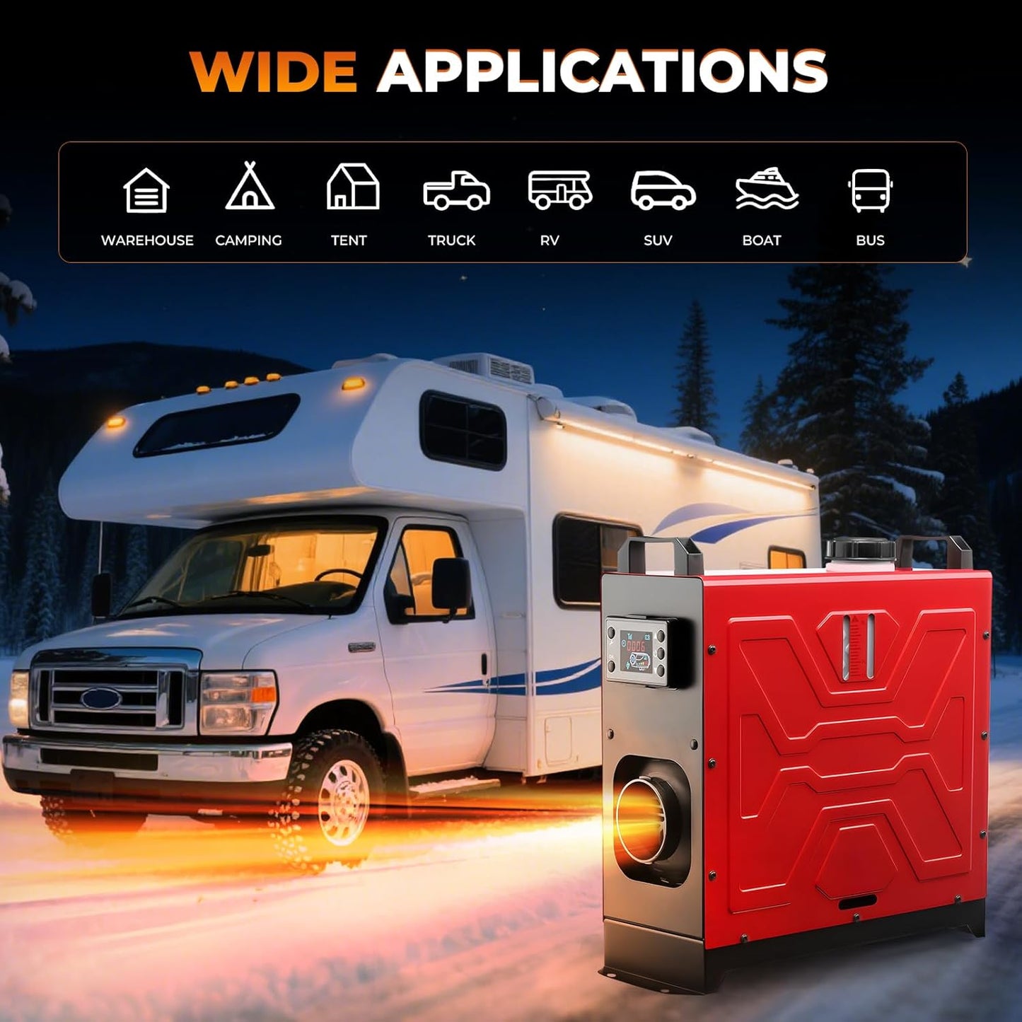 Diesel Heater, 12V/24V/110V 8KW Parking Heater with Remote Control and LCD Display, 2 Ways Control Fast Heating with Muffle Silencer for Campers RV Truck Boat Bus Car Trailer Garage