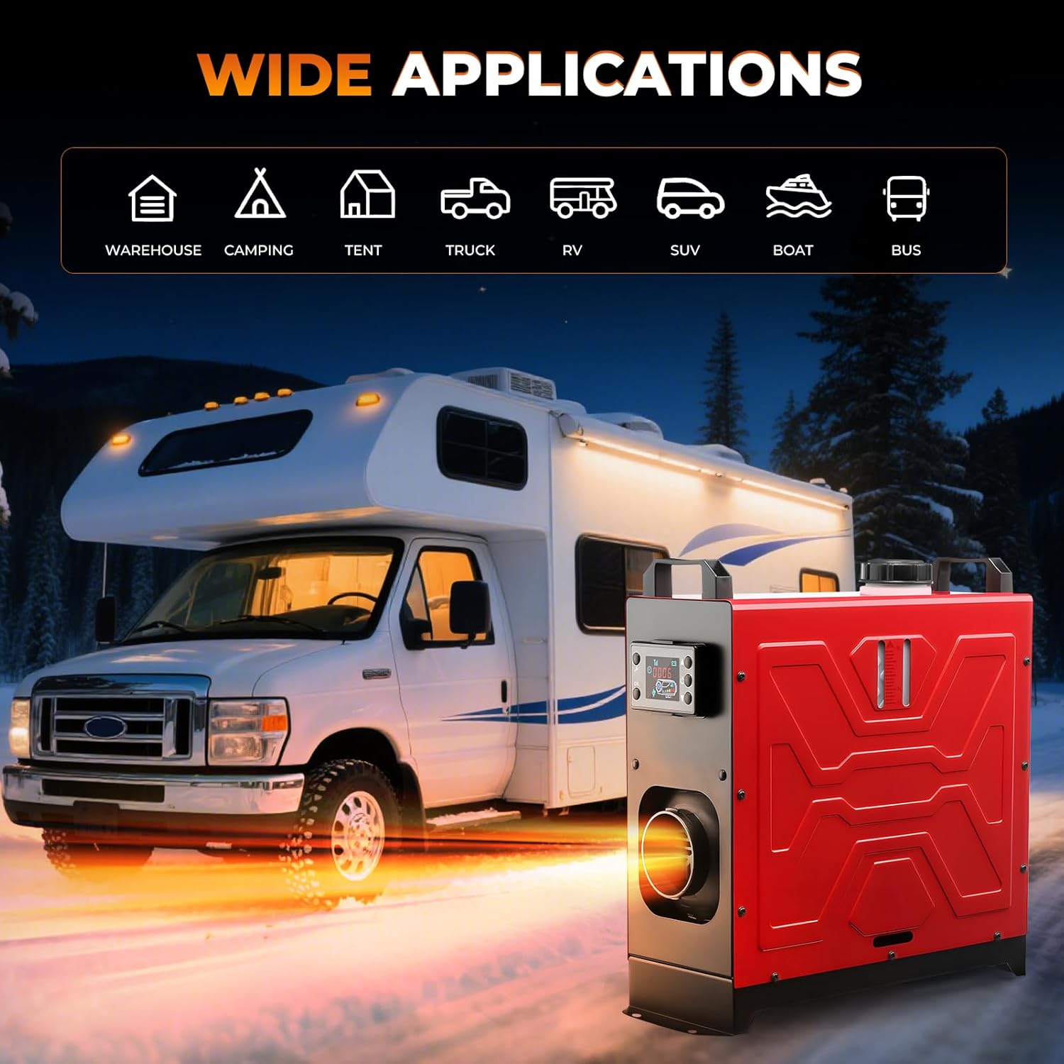 Diesel Heater, 12V/24V/110V 8KW Parking Heater with Remote Control and LCD Display, 2 Ways Control Fast Heating with Muffle Silencer for Campers RV Truck Boat Bus Car Trailer Garage