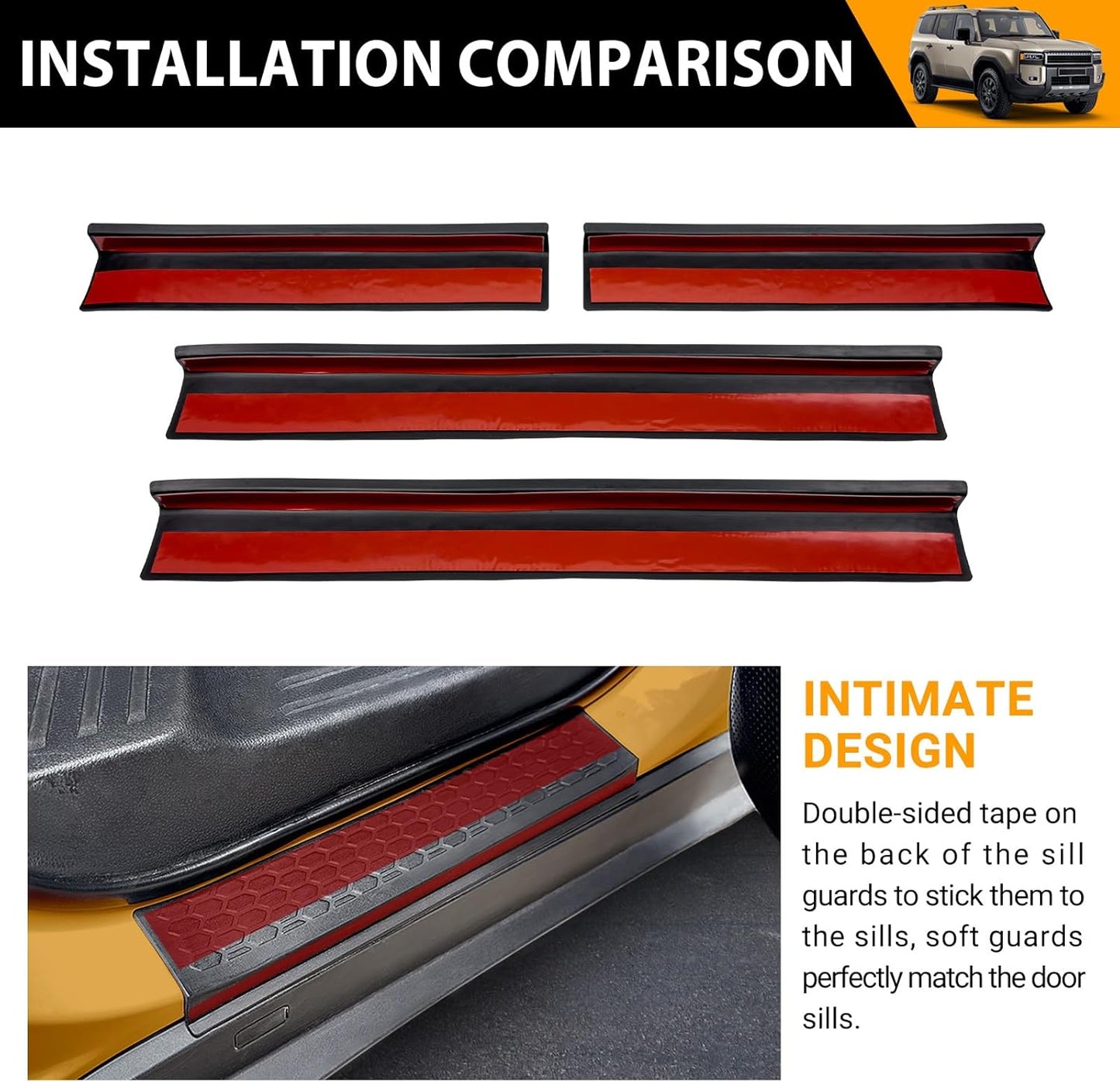 TPE Door Sill Guards Compatible with 2024 2025 Toyota Land Cruiser Prado 250 J250 LC250