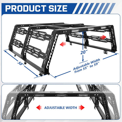 Bed Rack for Mid-Size Truck Compatible with Tacoma/Canyon/Colorado/Frontier Without Tonneau Bed Cover. Overland Bed Rack Truck Bed Racks.