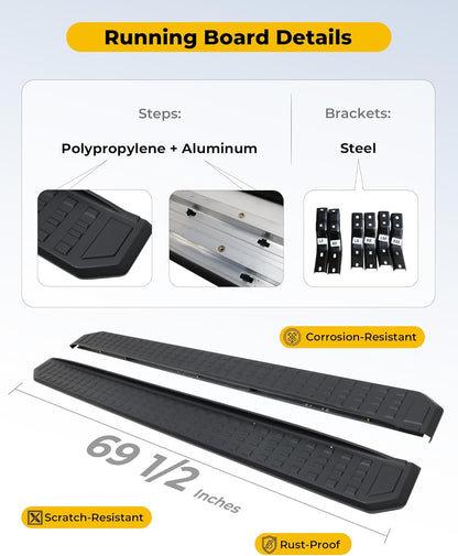 5.63" Wide Running Boards Fit for 2024-2026 Toyota Land Cruiser & 1958 J250