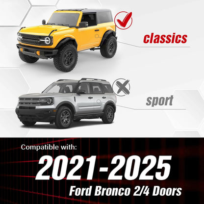 for Bronco Front & Rear Fender Flares Compatible with 2021 2022 2023 2024 2025 Ford Bronco 2/4 Doors (NOT for Bronco Sport or Raptor), 4-Piece Off-Road Heavy Duty Wheel Fenders, Textured Black