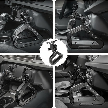 OMU Genesis Series Aluminum Center Console Grab Handle with Phone Holder Compatible with 2021 2022 2023 2024 Ford Bronco Adjustable Anti-Shake Stabilizer Cell Phone Holder