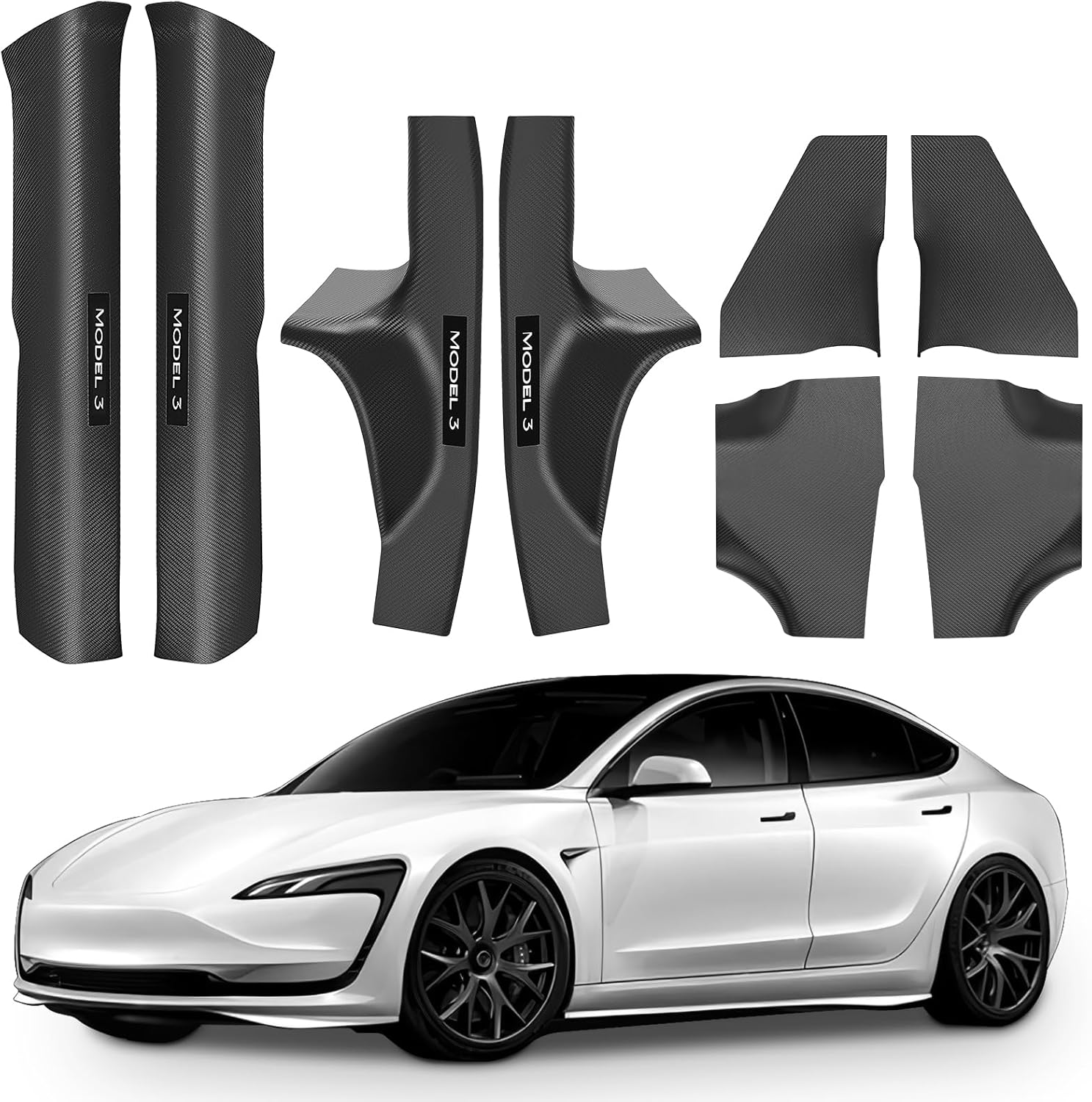 8Pcs Front and Rear  Door Sill Protector for Tesla 2024 Highland Model 3