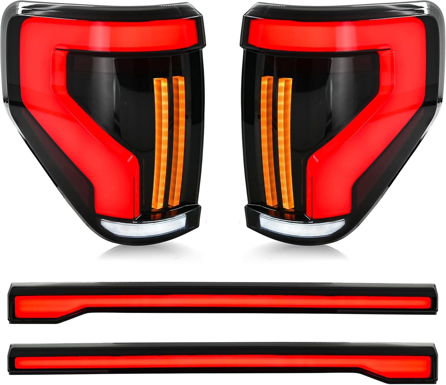 Tail Lights Compatible with 12th Gen F150 Pickup Truck 2009-2014, Rear Lamps Assembly w/Animation w/Amber Sequential Signal Lights w/Spoiler Light, Smoke Lens