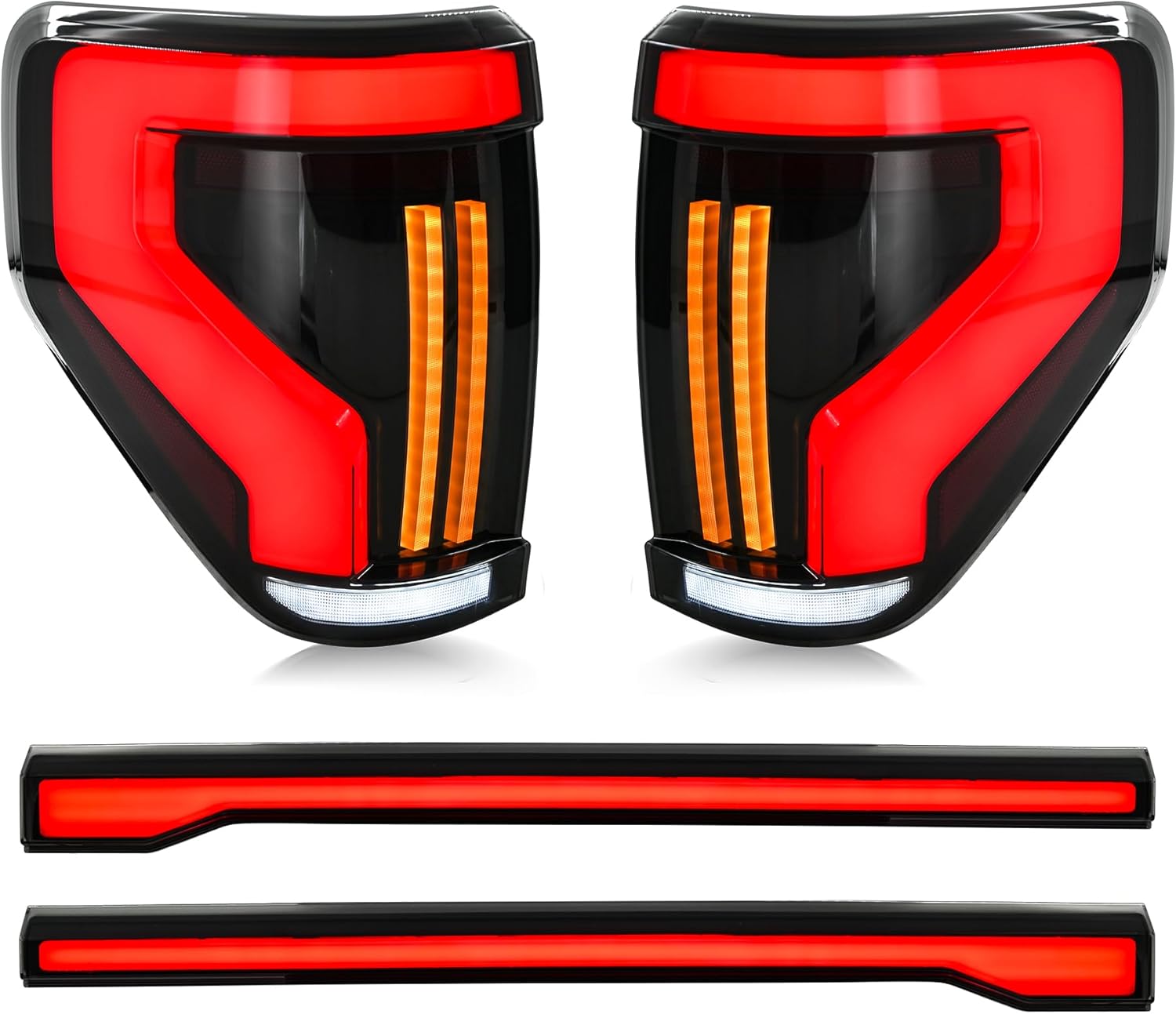 Tail Lights Compatible with 12th Gen F150 Pickup Truck 2009-2014, Rear Lamps Assembly w/Animation w/Amber Sequential Signal Lights w/Spoiler Light, Smoke Lens