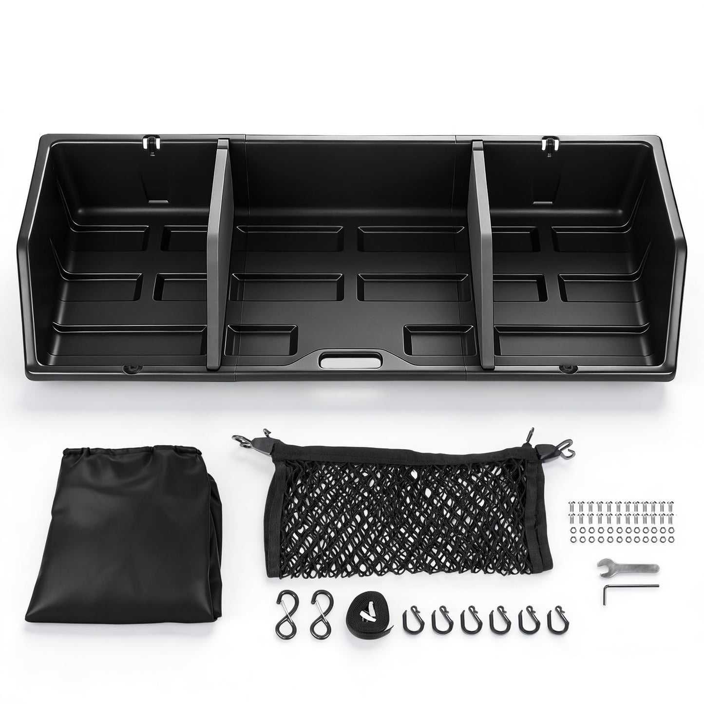 GEARLAST 56 inch Truck Bed Cargo Box, Truck Bed Organizers and Storage,Truck Bed Storage System with Isolation Netting and Tarpaulin, Tailgate-slide Design for Effortless Loading/Unloading