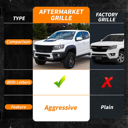 Front Grille Compatible with 2016 - 2020 Colorado Base/LT/WT / Z71 Models