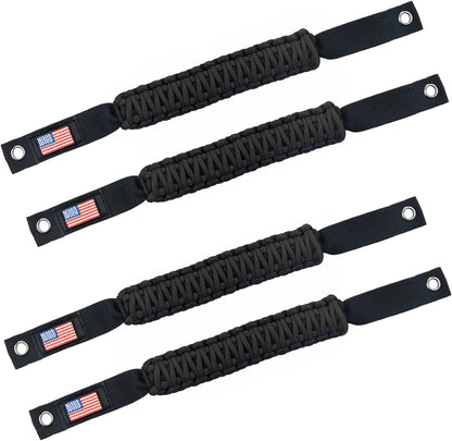 Roll Bar Paracord Grab Handles Compatible with Ford Bronco 2021 2022 2/4 Door, Bronco Grab Handles Interior Accessories (Black 4Pcs) - OMOTOR