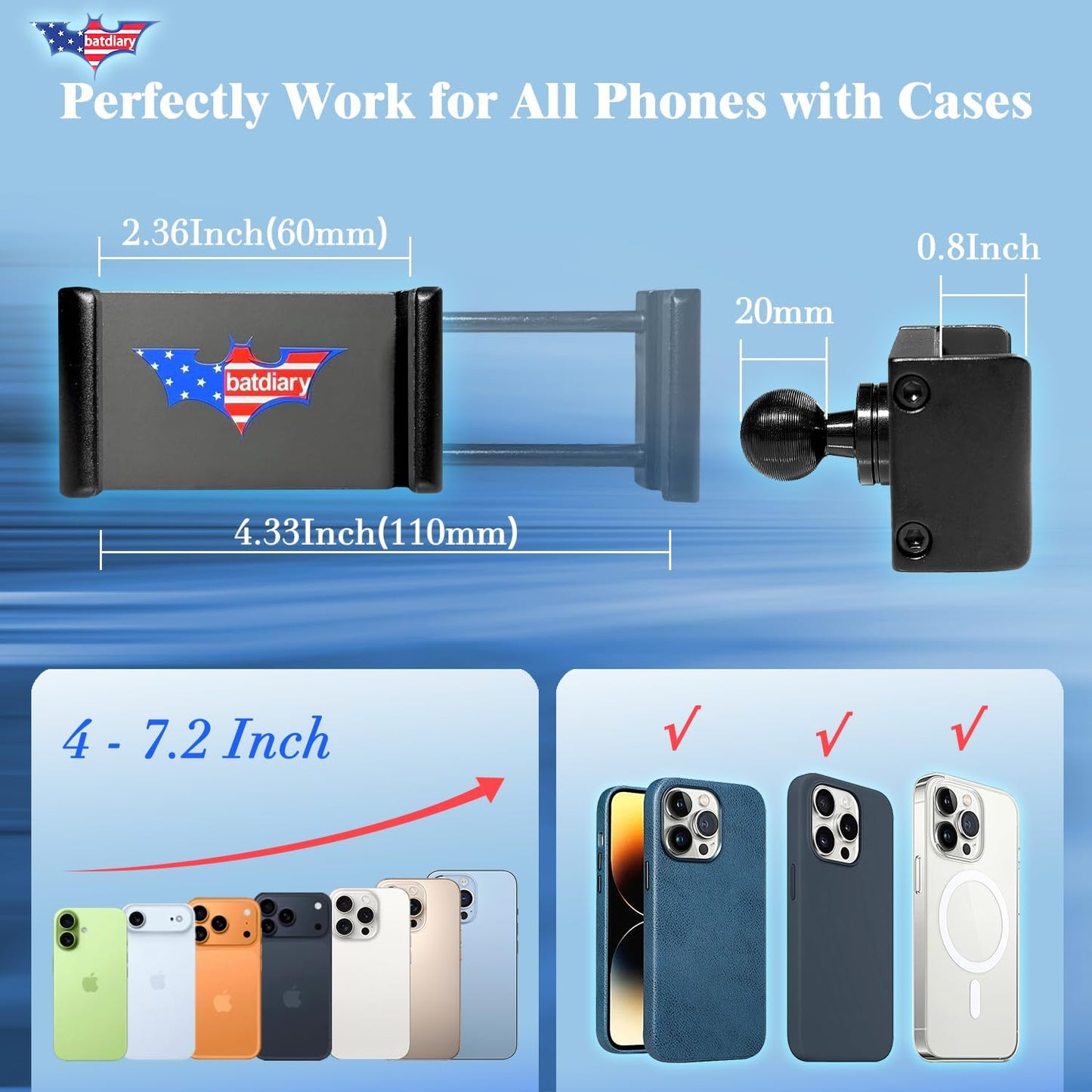 Aluminum Phone Mount for Toyota Land Cruiser 250 2024-2025 for iPhone 16/15 Pro Max, Galaxy S24