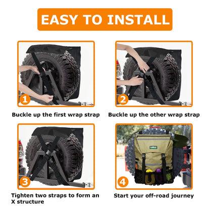 Spare Tire Trash Bag, Offroad Storage Bag Heavy Duty Truck Tailgate Fits up to 40" Tire for Jeep Truck SUV Car