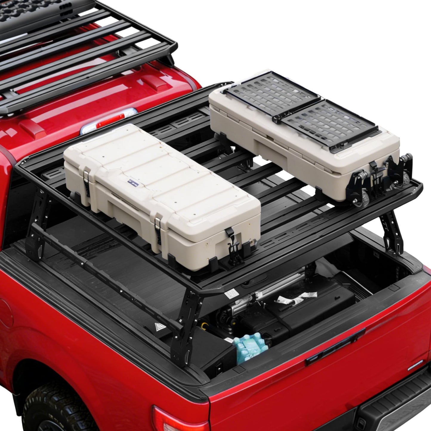 Overland Bed Rack Fit for Full-Size Pickups with Side Cross Bars, Fit for F150/Ram 1500/Silverado/Sierra