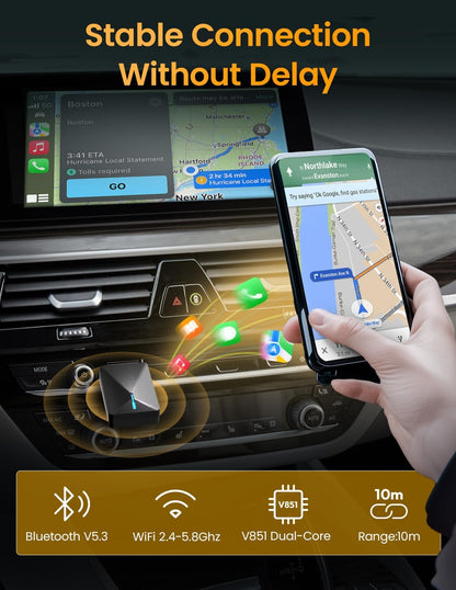 Wireless CarPlay Adapter for 2018-2024 Ford F-150/Chevy Silverado/RAM - 5.2GHz WiFi 6 & Active Cooling, 2s Auto Connect Dual iOS/Android CarPlay Dongle, Plug & Play No Lag