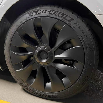 18 Inch Uberturbine Style Matte Black Wheel Cover Hubcap Fits Tesla Model 3