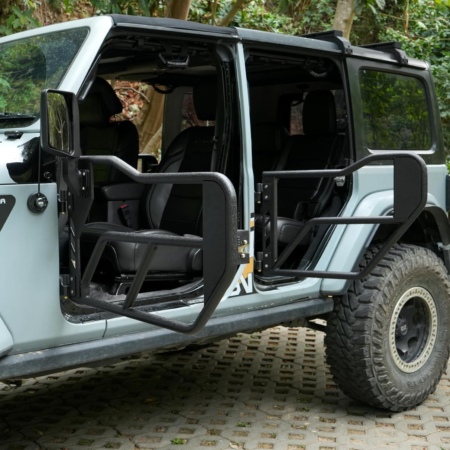 Compatible with Jeep Tube Doors with Rear Side View Mirror,JL JT Half Doors Compatible with Jeep Wrangler 2018-2024 JL&2020-2024 Gladiator JT 4 Door, Safari Tubular Doors Adventure Style