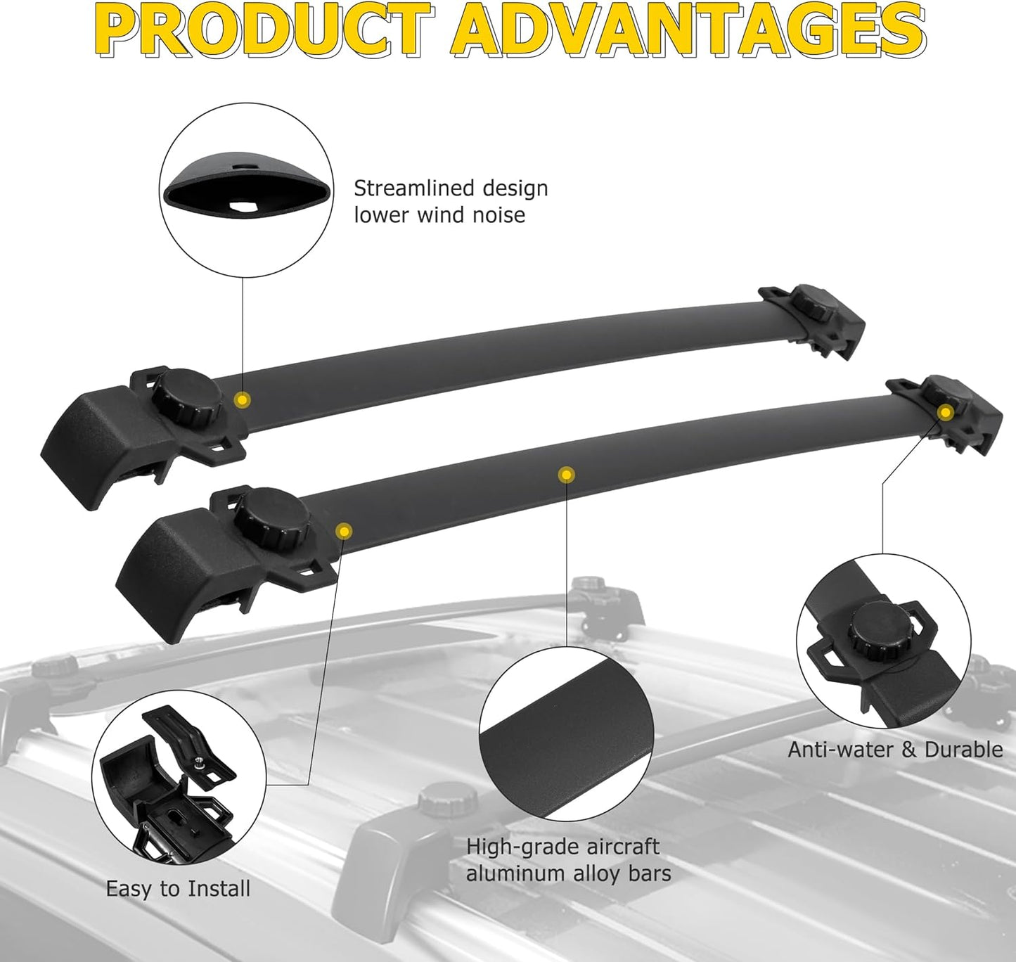 Roof Rack Cross Bars Fit for Jeep Renegade 2015-2023