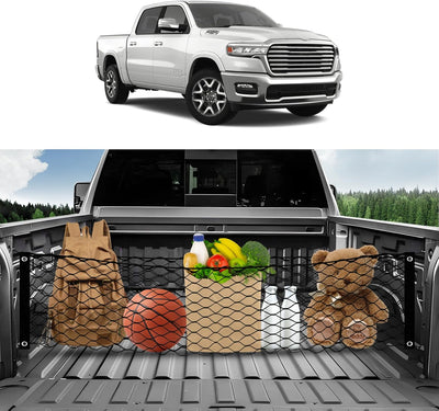 Highly Elastic Envelope Style Truck Bed Cargo Net for Dodge Ram 1500 2019-2024