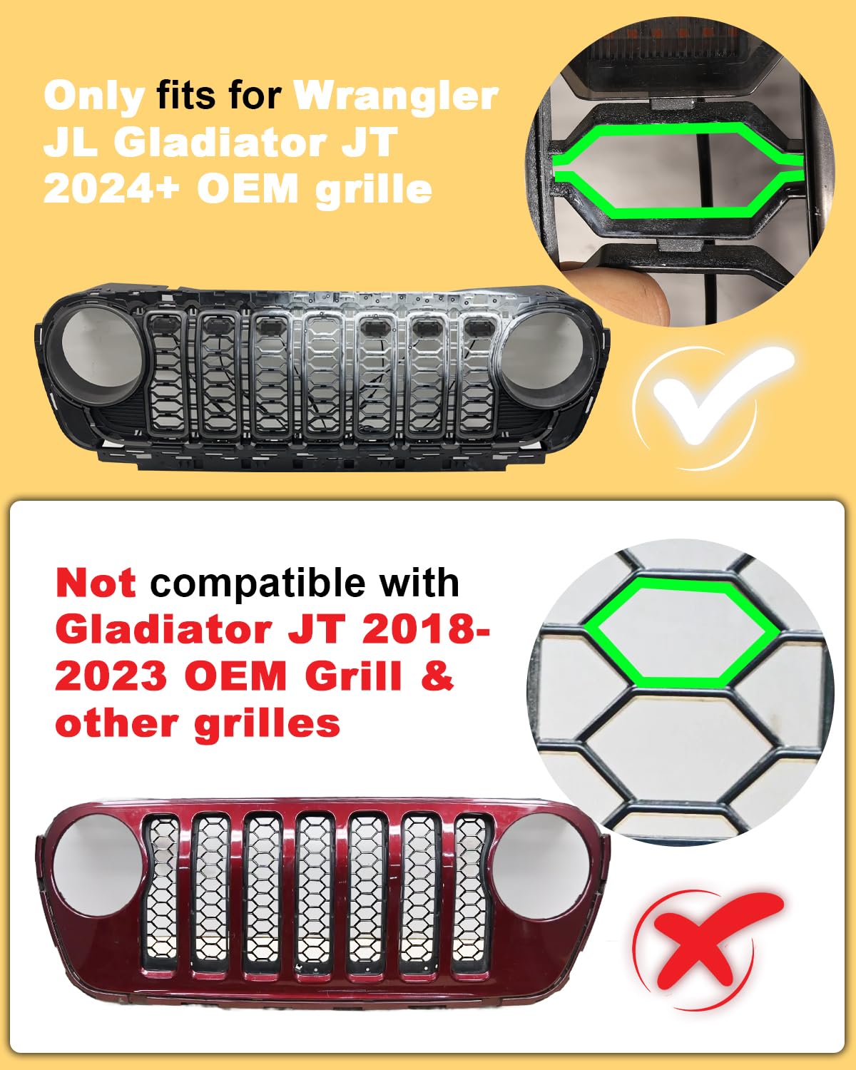 Front Bumper LED Grill Lights for Jeep Wrangler JL Gladiator JT 2024 2025