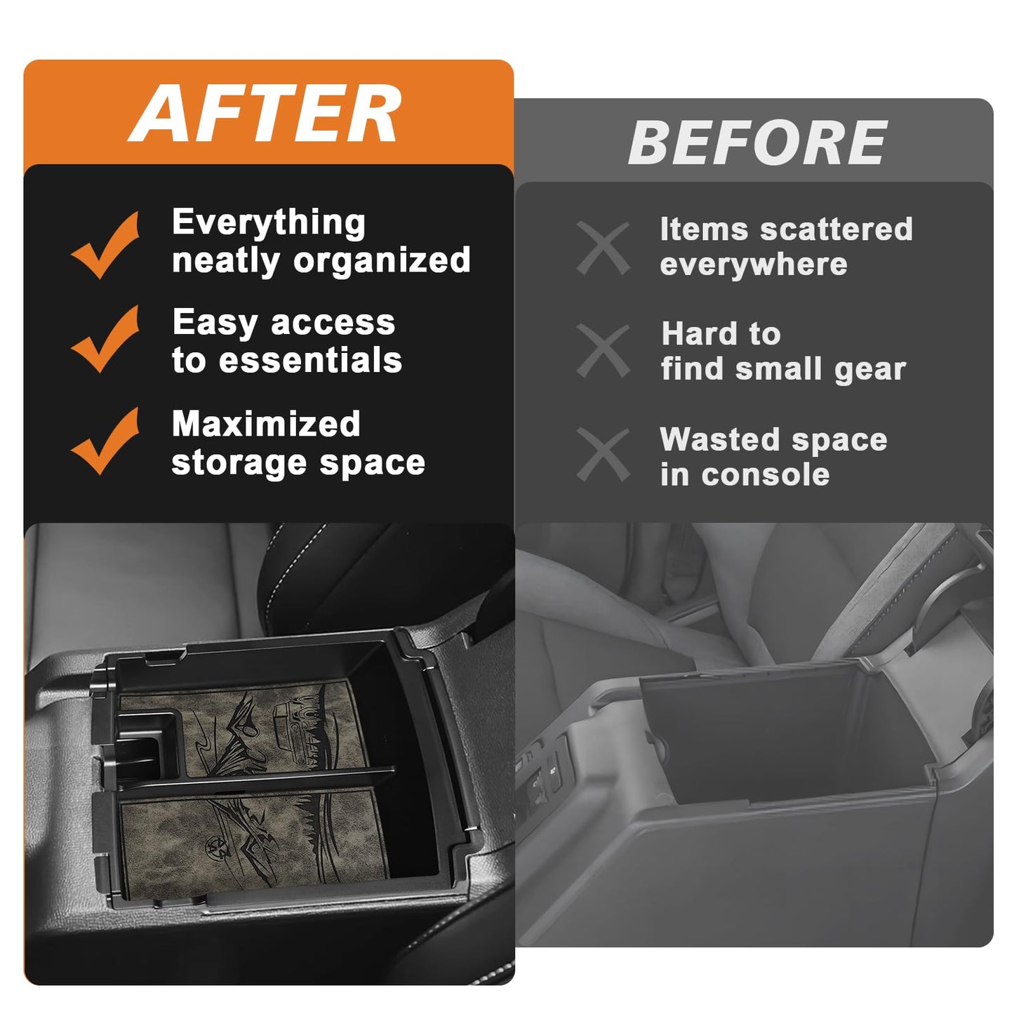 Center Console Organizer Compatible with 2025 2026 Ford Bronco (Not for 2-Door& Manual &Bronco Sport)