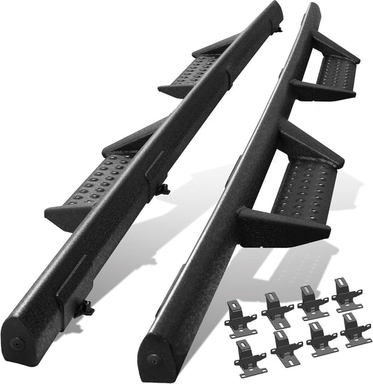 BINARY STAR Curve Design Running Boards Compatible with Vehicle 2020-2025 Jeep Gladiator Jt 4 Door, Rock Rails Sliders Drop Down Side Steps Made with Carbon Steel.