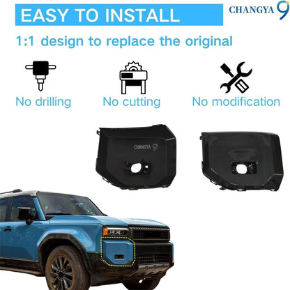2Pcs front bumper fog light panel W/O radar for 2024-2025 Toyota Land Cruiser Prado LC250