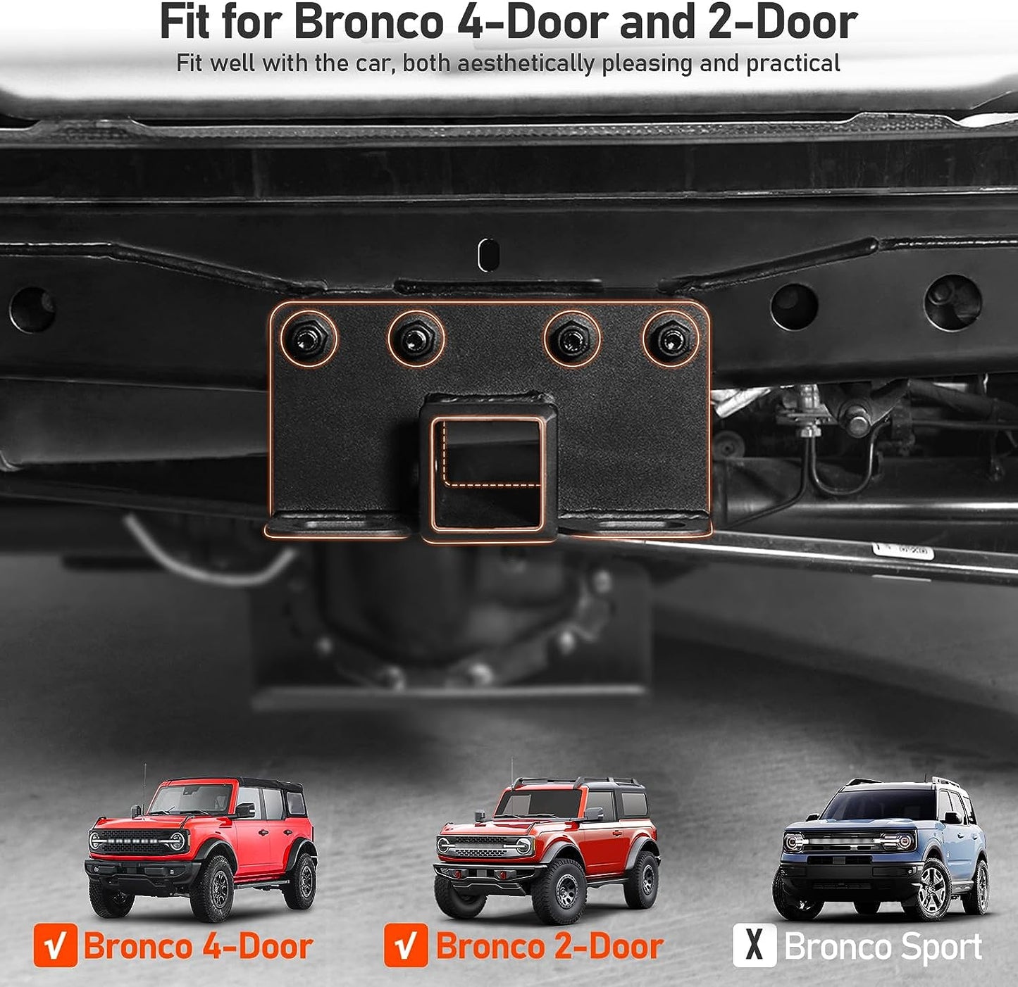 Trailer Hitch 2" Receiver Compatible for Ford Bronco 2021 2022 2023 Models Accessories(NOT for Bronco Sport)