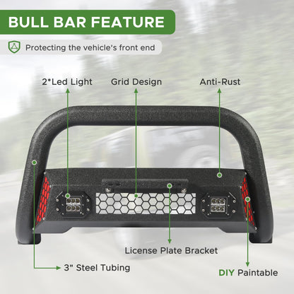 Bull Bar Fit with LED Light & w/License Plate Bracket for Toyota Tundra 2022-2026  (Note:Doesn't fit Front Radar Models)