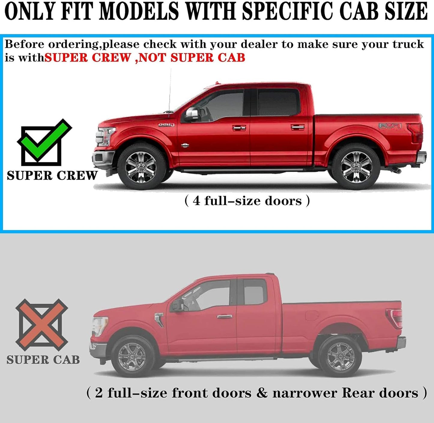 Pair Running Board Nerf Bar Compatible with 15-23 Ford F150 Superduty Crew Cab（4 Full Size Doors） Rocker Slider Side Steps,Width 6 Inches V Style.with OE Style Brackets