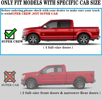 Pair Running Board Nerf Bar Compatible with 15-23 Ford F150 Superduty Crew Cab（4 Full Size Doors） Rocker Slider Side Steps,Width 6 Inches V Style.with OE Style Brackets - OMOTOR