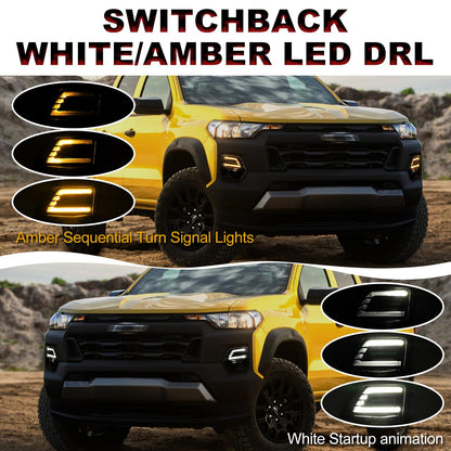 LED DRL Fog Lights with Sequential Turn Signal For Chevrolet Colorado 2023-2026