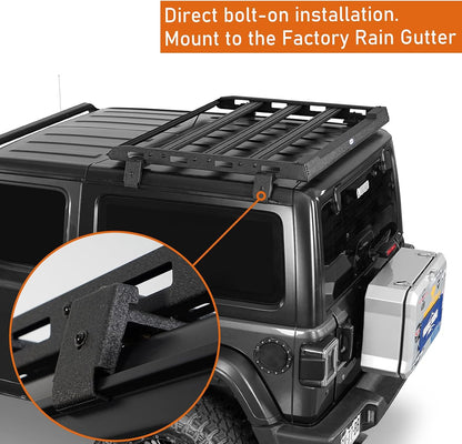 Hooke Road JL 2 Doors Roof Rack Cross Bar Aluminum Cargo Basket Carrier for 2018-2025 Jeep Wrangler JL 2-Door Hard Top (No Drill)- Easily Remove Front Top Panels