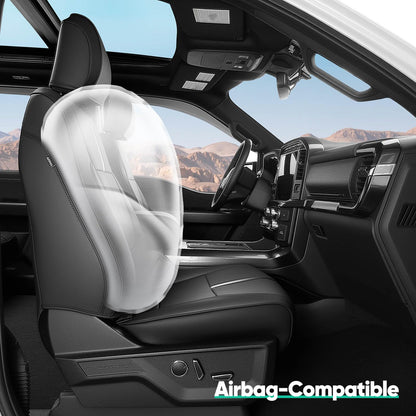 Leather Waterproof Black Seat Covers  for Ford F150 Seat Covers 2015-2026 SuperCrew/CrewCab(XL,XLT)