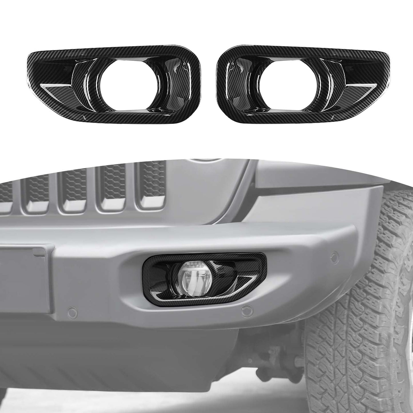 for Jeep JL Front Bumper Fog Light Cover Trim for Jeep Wrangler JL JLU 2018 up for Gladiator JT 2020 up Black Exterior Accessories 2pcs