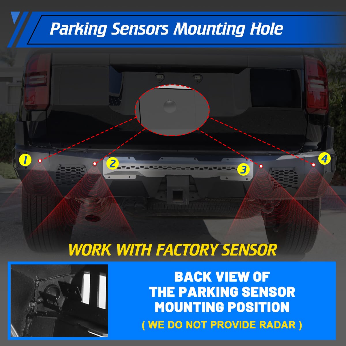 Rear Bumper Compatible with Toyota Land Cruiser LC250 2024 - 2026 with Side Wings & 2 * LED Pod Lights