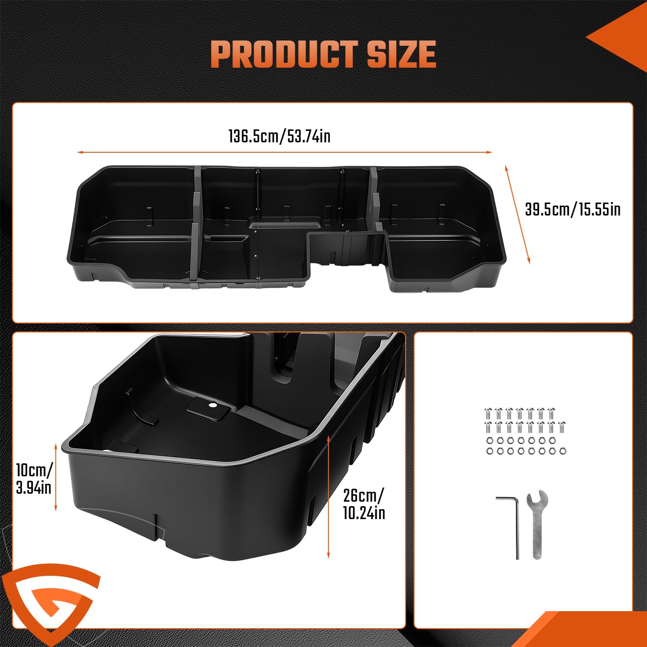 GEARLAST 56 inch Truck Bed Cargo Box, Truck Bed Organizers and Storage,Truck Bed Storage System with Isolation Netting and Tarpaulin, Tailgate-slide Design for Effortless Loading/Unloading