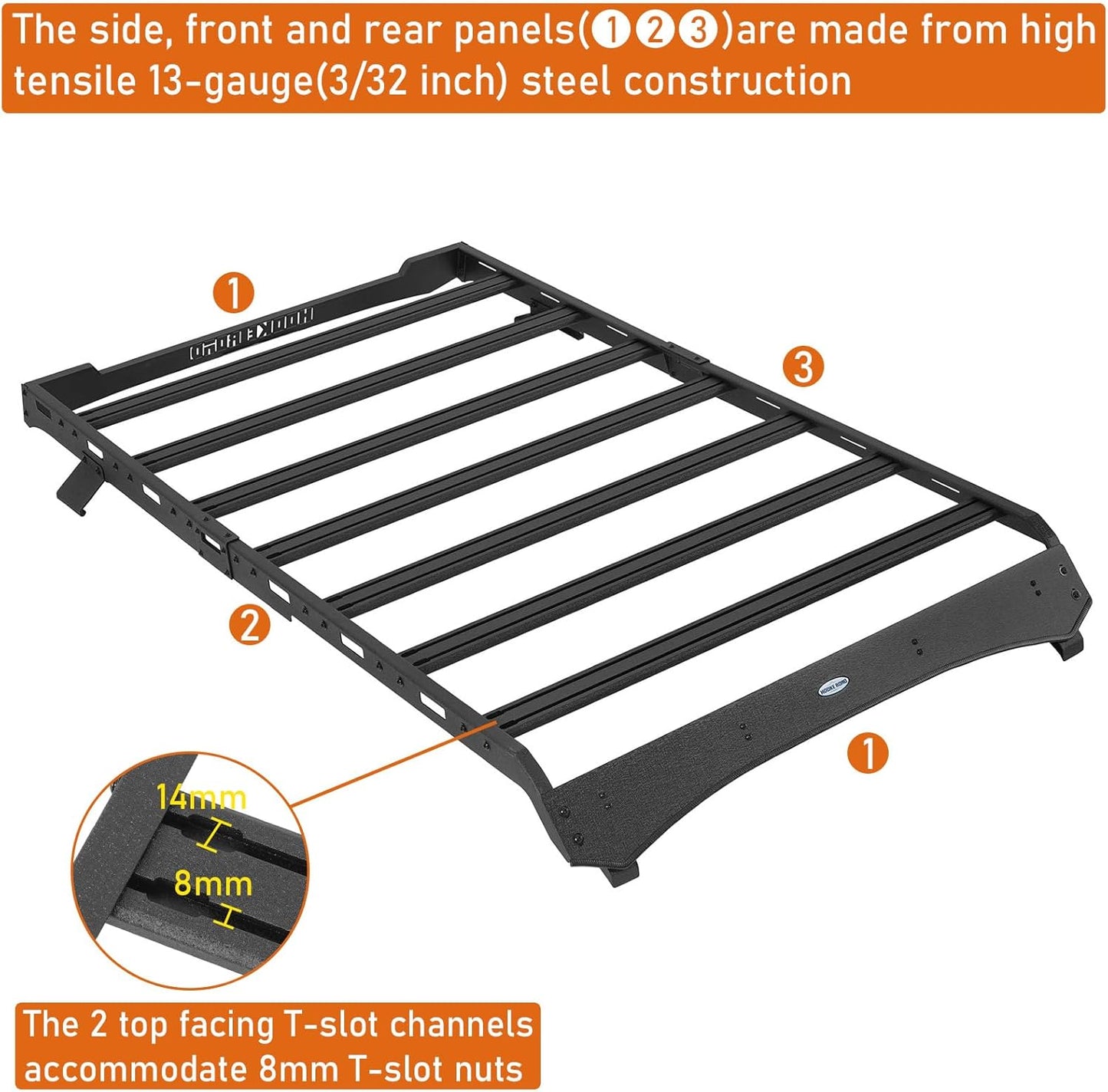 Roof Rack Full Length Cargo Carrier Basket Cross Bars for Ford Bronco 2-Door Hardtop  2021-2026  (Exclude Bronco Sport)
