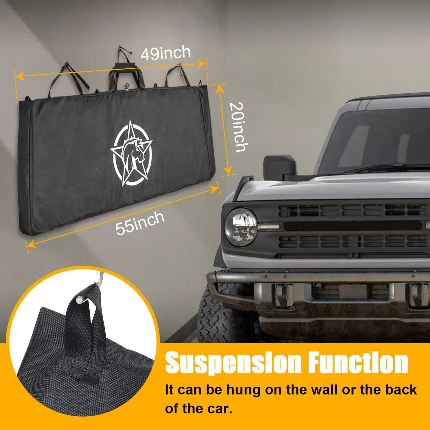 Soft Top Window Organizer Storage Bag Protection Compatible With For Ford Bronco 2021 2022 2023 4 Door Plush Multi-Layer Soft-Top Window Protection Bag（Black