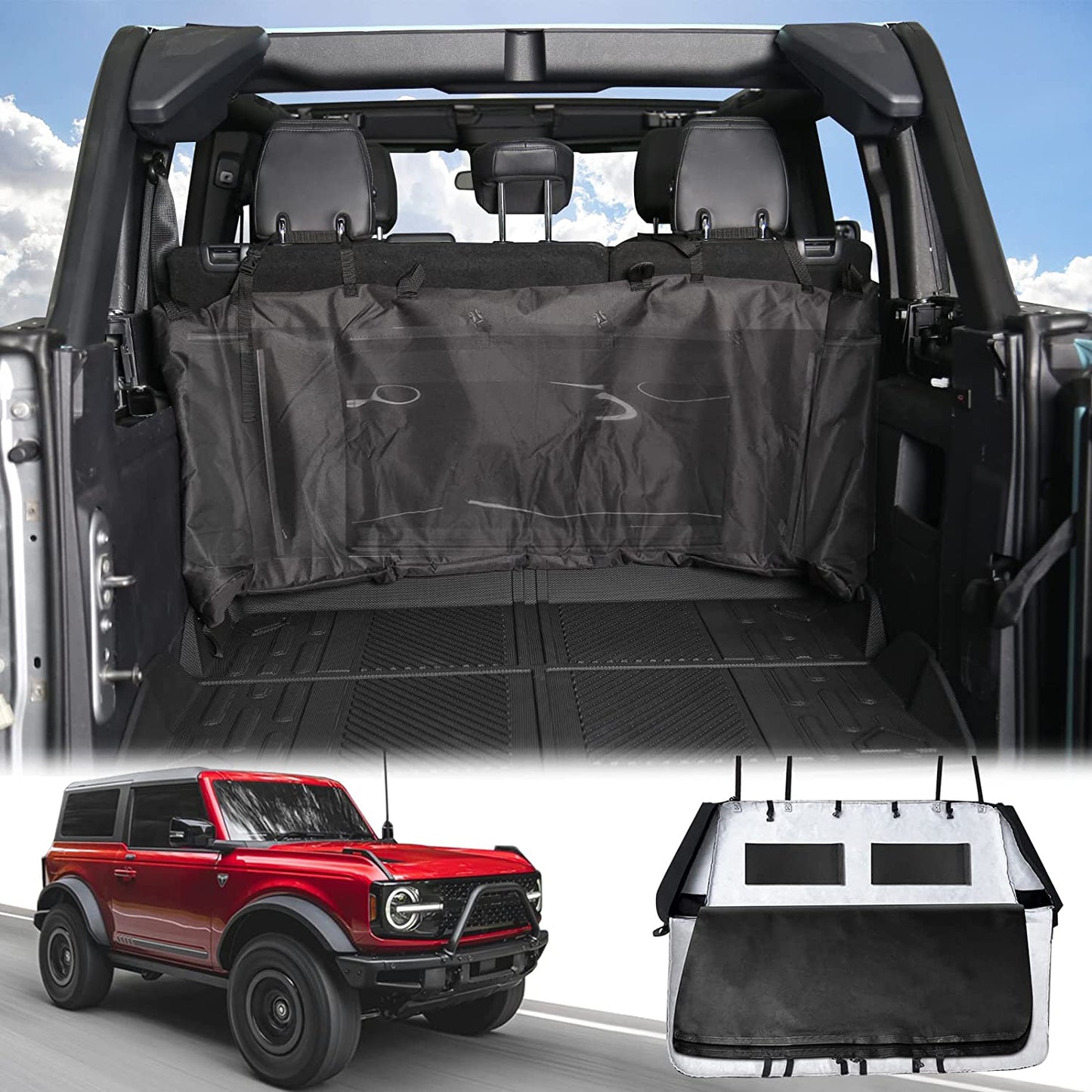 Soft Top Window Storage Bag for Ford Bronco Accessories 2021 2022 2023 4 Door Plush Multi-Layer Protection Bags Prevent Soft Windows Scratching and Bending