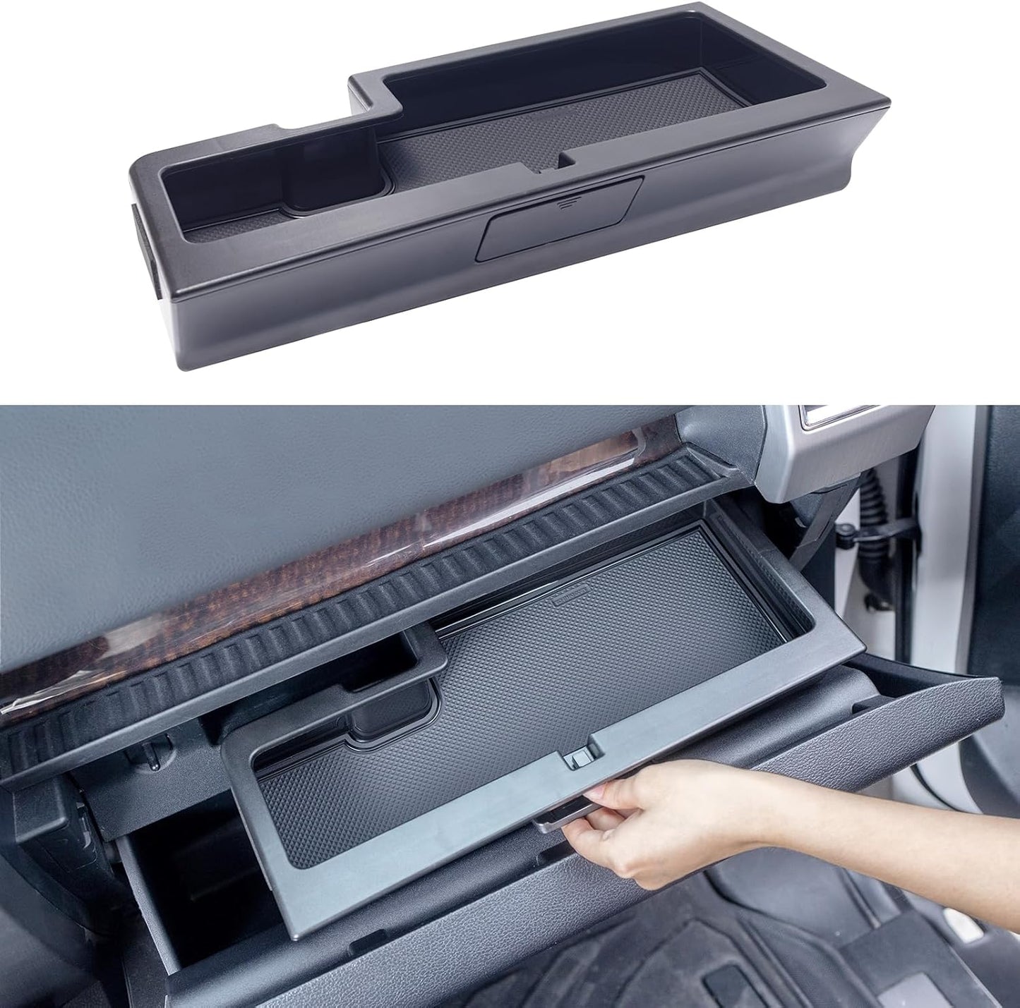 Glove Box Organizer Compatible with 2015-2020 Ford F150 Accessories Interior Hidden Glove Storage Compartment Organizer Tray ABS Materials