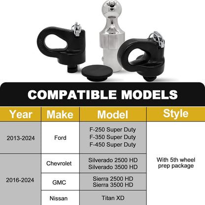 Puck System Gooseneck Hitch Ball Kit, Compatible with 2013-2024 Ford F250 F350 F450, 2016-2024 Chevrolet Silverado, GMC Sierra & Nissan Titan XD, 30000 lbs GTW/ 7500 lbs VTW, 2-5/16 Inch Ball - OMOTOR