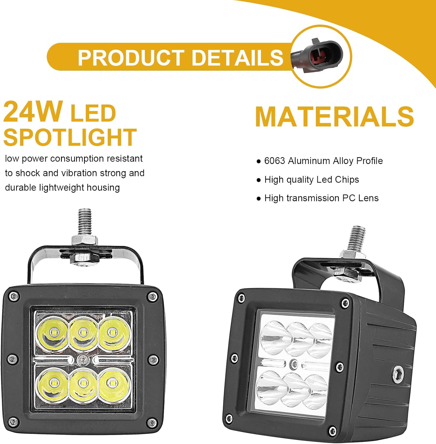 Wsays 2pcs 24 W LED Light Pods & Ditch Hood Hinge LED Pod Mount Bracket w/Wiring Kit Compatible with Toyota Tacoma 2016-2024
