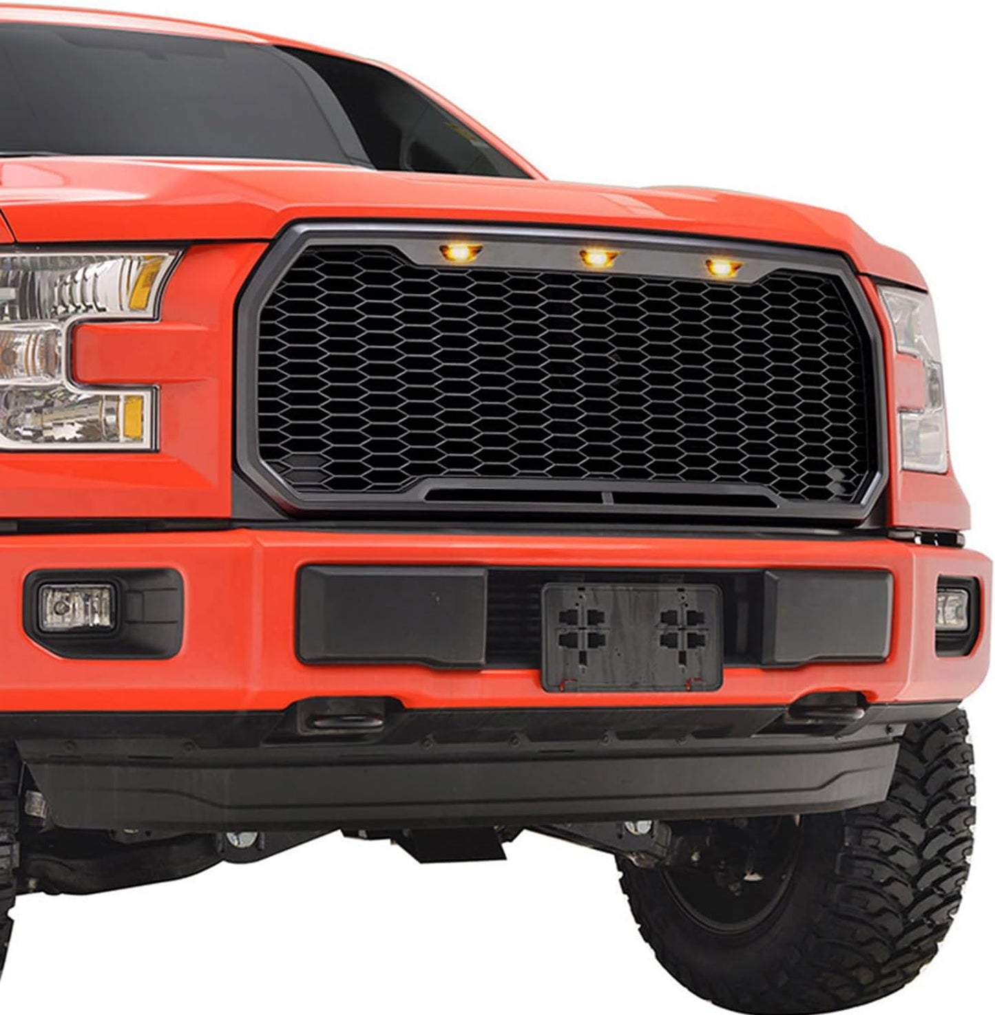 Front Grille with Amber LED Lights Compatible with 2015-2017 F150 Pickup