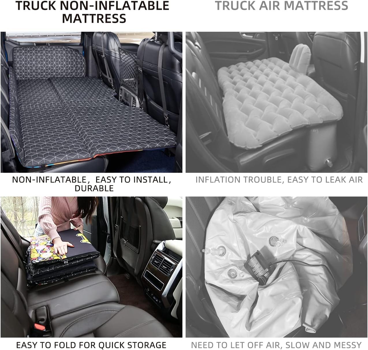 Inflatable mattress for clearance back seat of truck