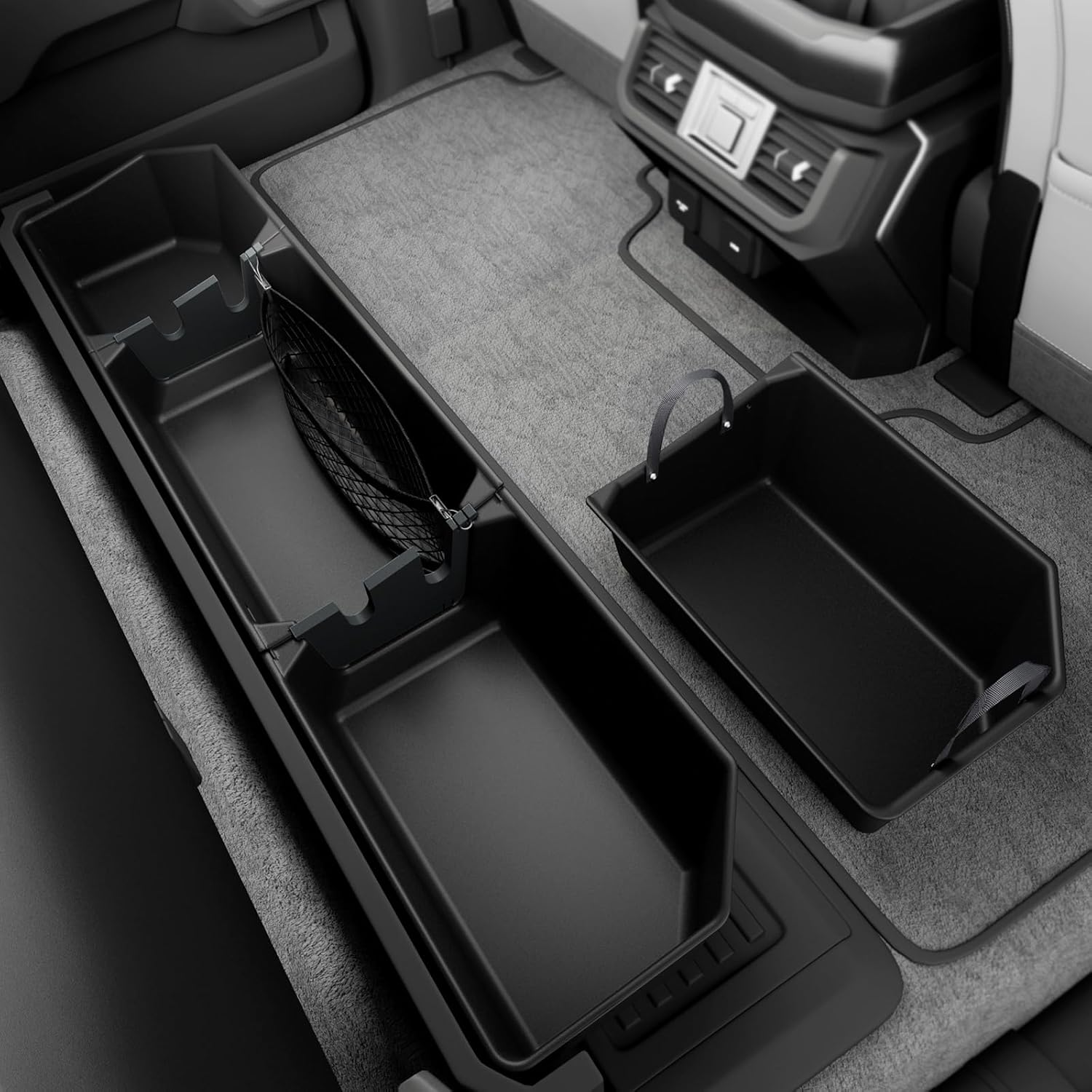 Rear Underseat Storage Box Compatible with 2015-2025 Ford F150 SuperCrew & Crew Cab, 2017-2025 Ford F250 F350 F450 F550 Super Duty