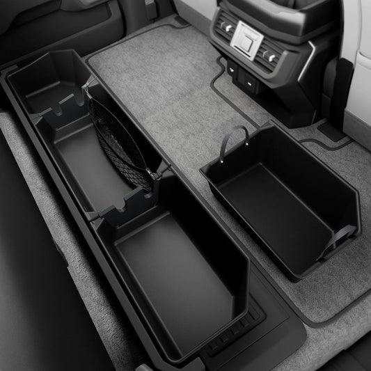 POPSTORE Underseat Storage Box Upgraded Rear Under Seat Organizer Cargo Box Compatible with 2015-2025 Ford F150 SuperCrew & Crew Cab