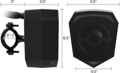 ATN5 All-in-One Built-in Amplifier Waterproof 6" Full Range Bluetooth ATV RZR UTV Stereo Speakers Audio Amp System,1.5 to 2" Rollcage Bar Mount Polaris 4 Wheeler Can-Am FM Radio USB - OMOTOR