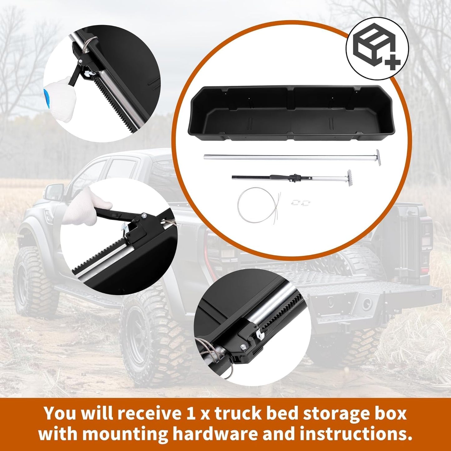 KUAFU Full Size Truck Bed Storage Box Compatible with Ford Chevrolet GMC Dodge Ram Toyota Nissan Universal 55 Inch - 69 inch Wide Adjustable Beds Secure Cargo Organizer Protect Groceries