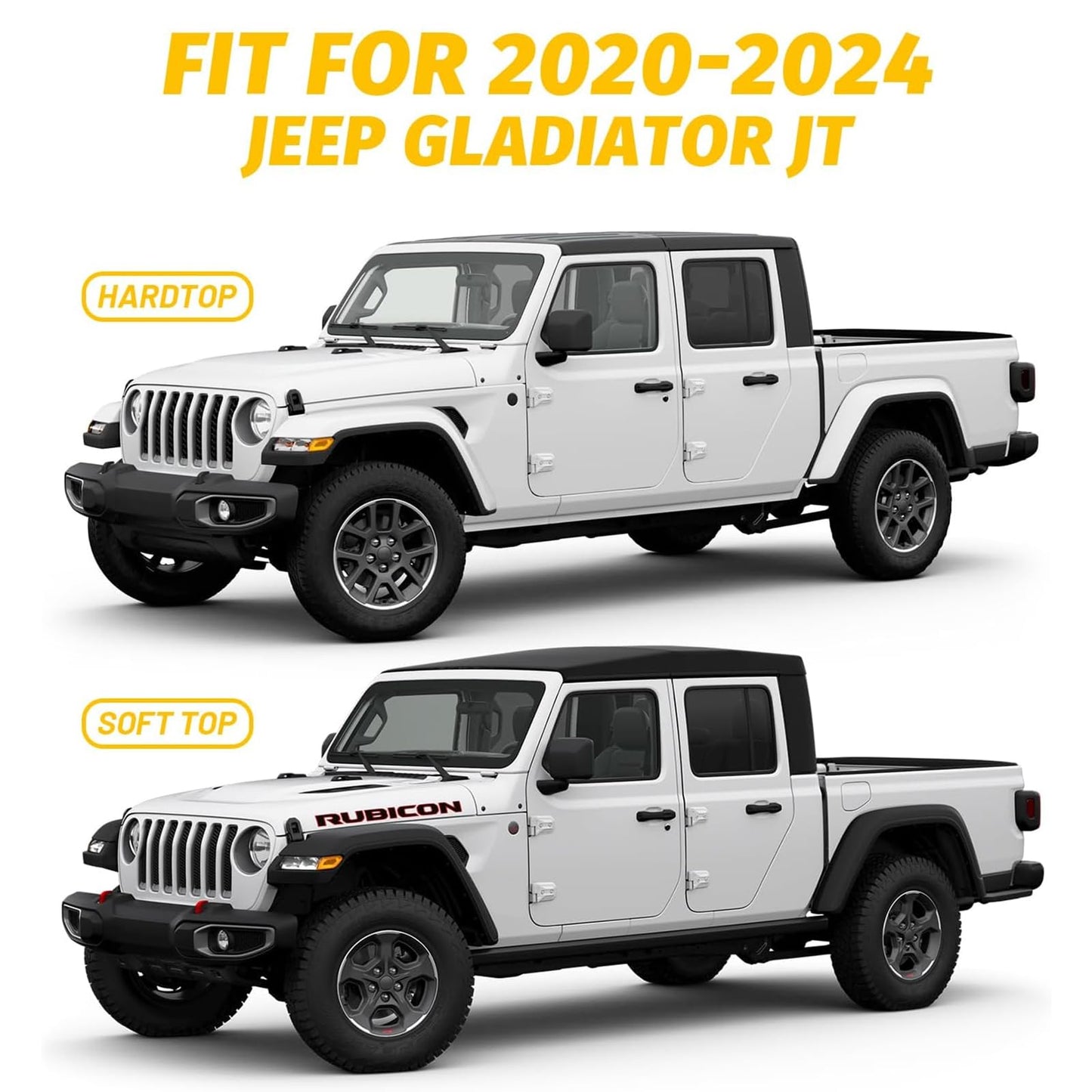 Resistant Black Cab Cover for Jeep Gladiator JT 2020-2024 4 Door